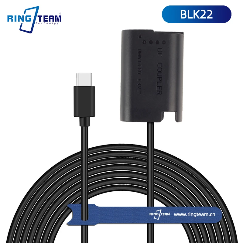 Tipe C USBC untuk DMWBLK22 Dummy Baterai DMWDCC17 DC Coupler PD Kabel Adaptor untuk Panasonic