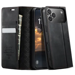 Magnetic Wallet Case Flip PU Leather with Card Slot and Money Pocket - iPhone 6 s (Black)