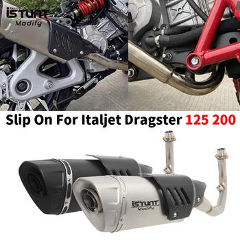 For ITALJET Dragster 125 200 Motorcycle Exhaust Escape Full System Modify Muffler With Removable DB Killer Front Mid Link Pipe