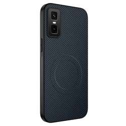 Premium Carbon Fiber Magnetic Phone Case - TPU Soft Wireless Charging Cover for Infinix GT 30 Pro (Blue)