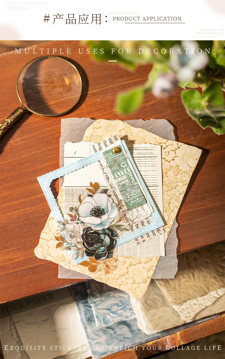 20 teile/paket Vintage Textur Reliefs Papier DIY Scrapbooking Collage Materialien Dekor Junk Journal Ästhetik Hintergrund papier – Detail 8