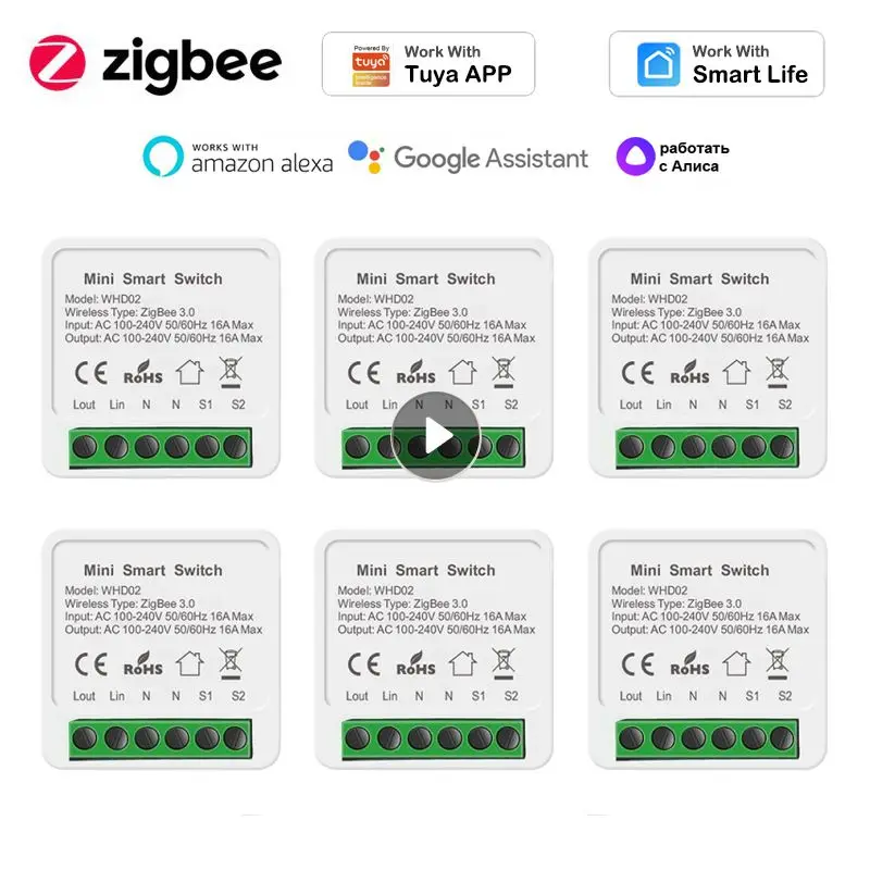 

Mini Wifi Smart Switch Zigbee Light Switches 16A 2 Way Control Smart Home Breaker With Tuya Smart Life Alexa Alice Google Home