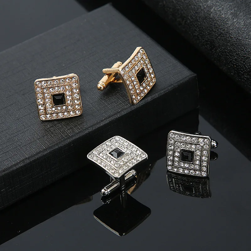 

1.8*1.8cm Square Cufflinks For Mens Black Luxury Men'S Clothing Shirt Wedding Ideas Father Of The Bride Jewelry Gift Parents Day