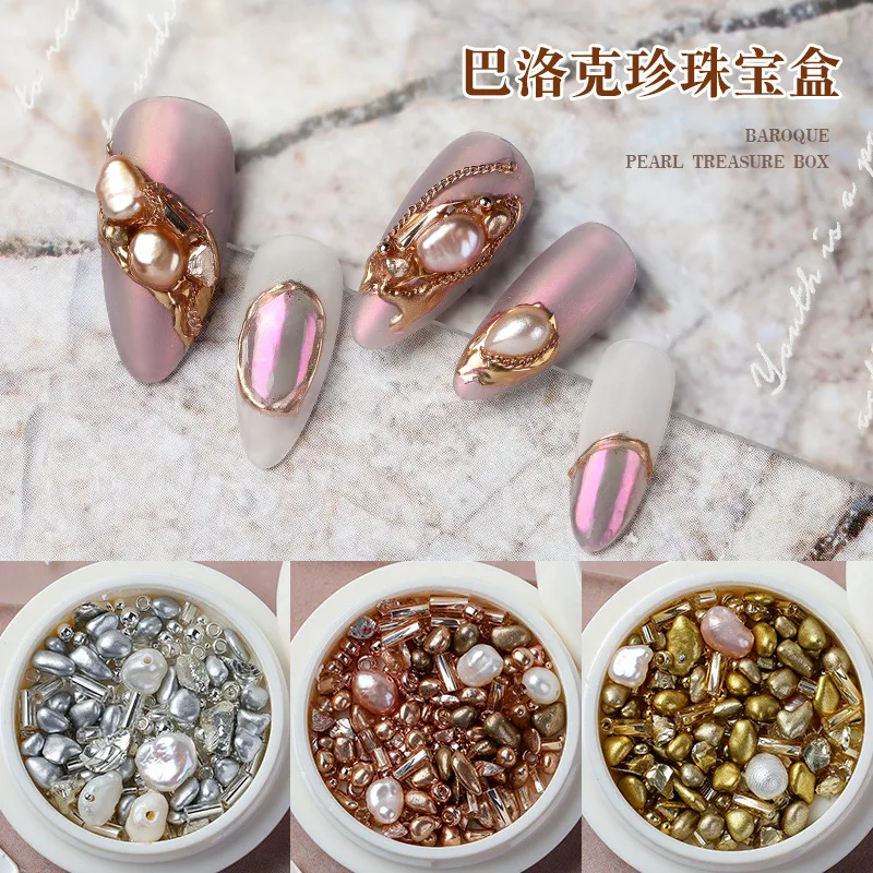 Mixed 3D Pearl Flowers Nail Rhinestone Kit Crystal Metal Beads Acrylic  Nails Gem