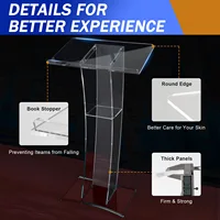 Slanted Podium Lectern Conference Pulpit Acrylic Podium Stand Clear Transparent Church Lectern Pulpit  for Wedding Classroom 2