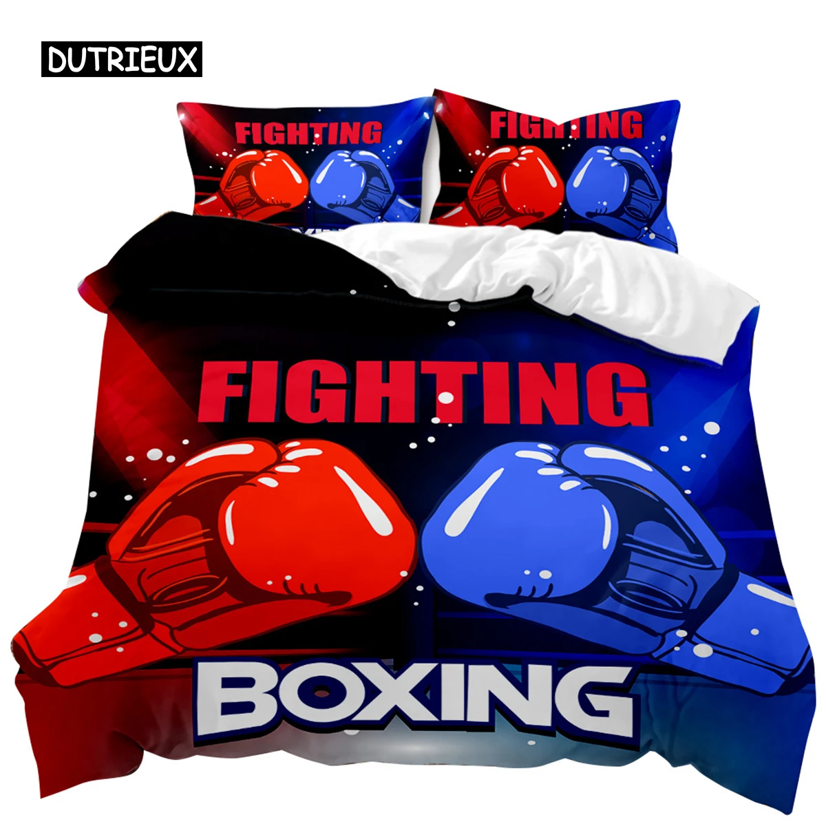 

Комплект постельного белья для боксерских игр, комплект красного и синего постельного белья для боксерской игры, из полиэстера, с двойной кроватью Queen King