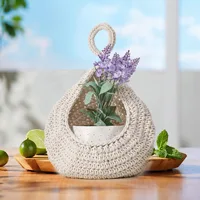 1PC Hand-woven Basket Wall Kitchen Hanging Net Pocket Cotton Rope Water Drop Fruit Vegetable Storage Basket Home Organizer Tools 2