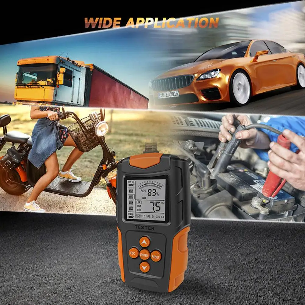 12V 24V 자동차 배터리 테스터 LCD 디지털 차량 크랭킹 충전 스캐너 진단 배터리 측정 분석기