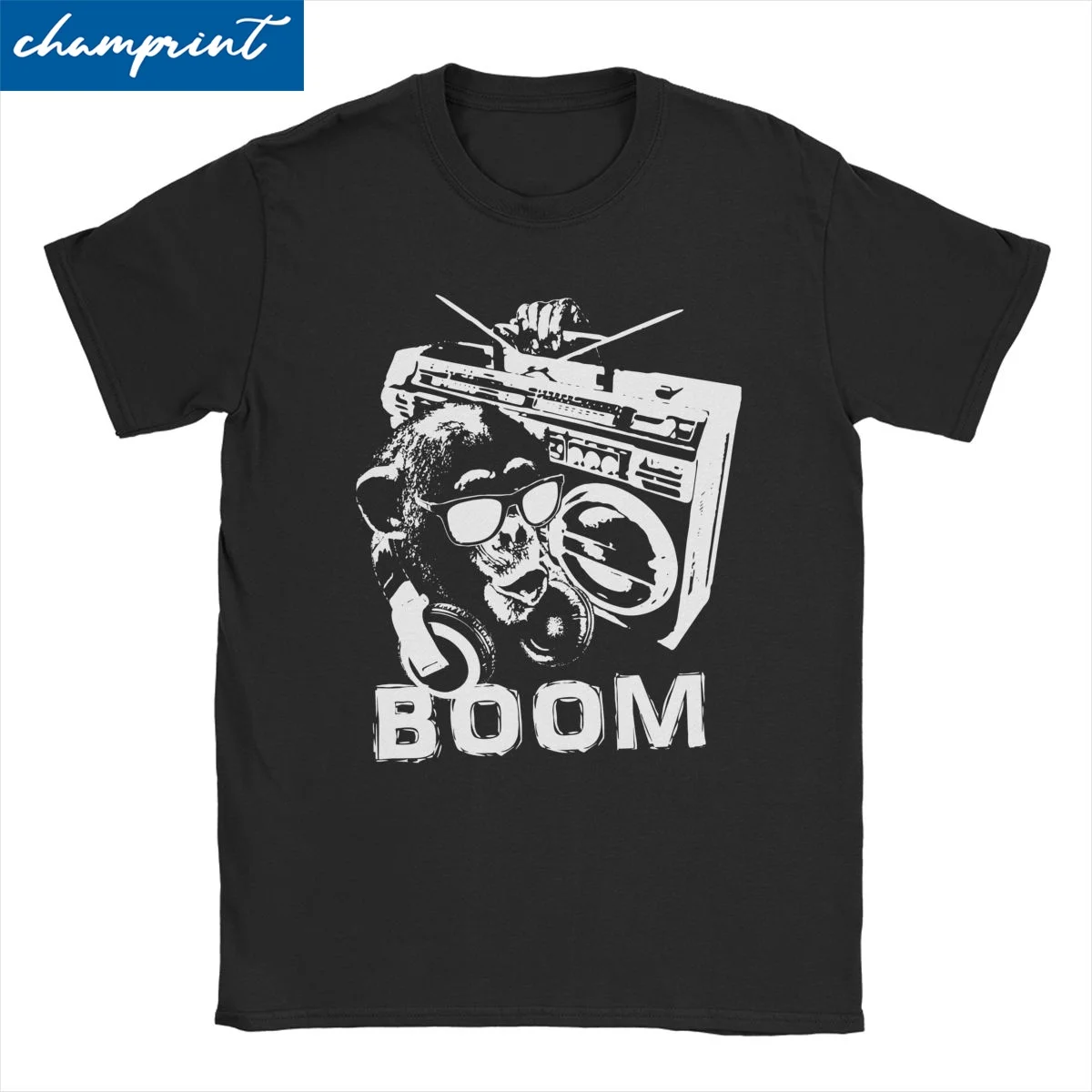 

Футболка с изображением музыкальной обезьяны для мужчин и женщин, крутая забавная, с рисунком диджея, топы из чистого хлопка с принтом животных, потрясающая футболка с круглым вырезом