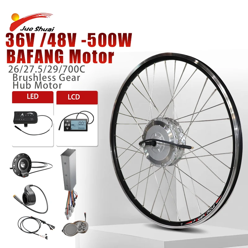 

BAFANG Front and Rear Brushless Motor Wheel Conversion Kit, LCD LED Display, Controller ,PAS ,Motor Wire 26-29Inch, 700C, 27.5''