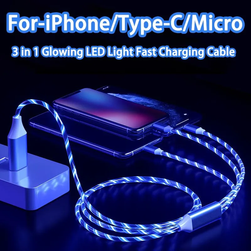 Tri-Mode LED Fast Charging Cable with Glowing Design