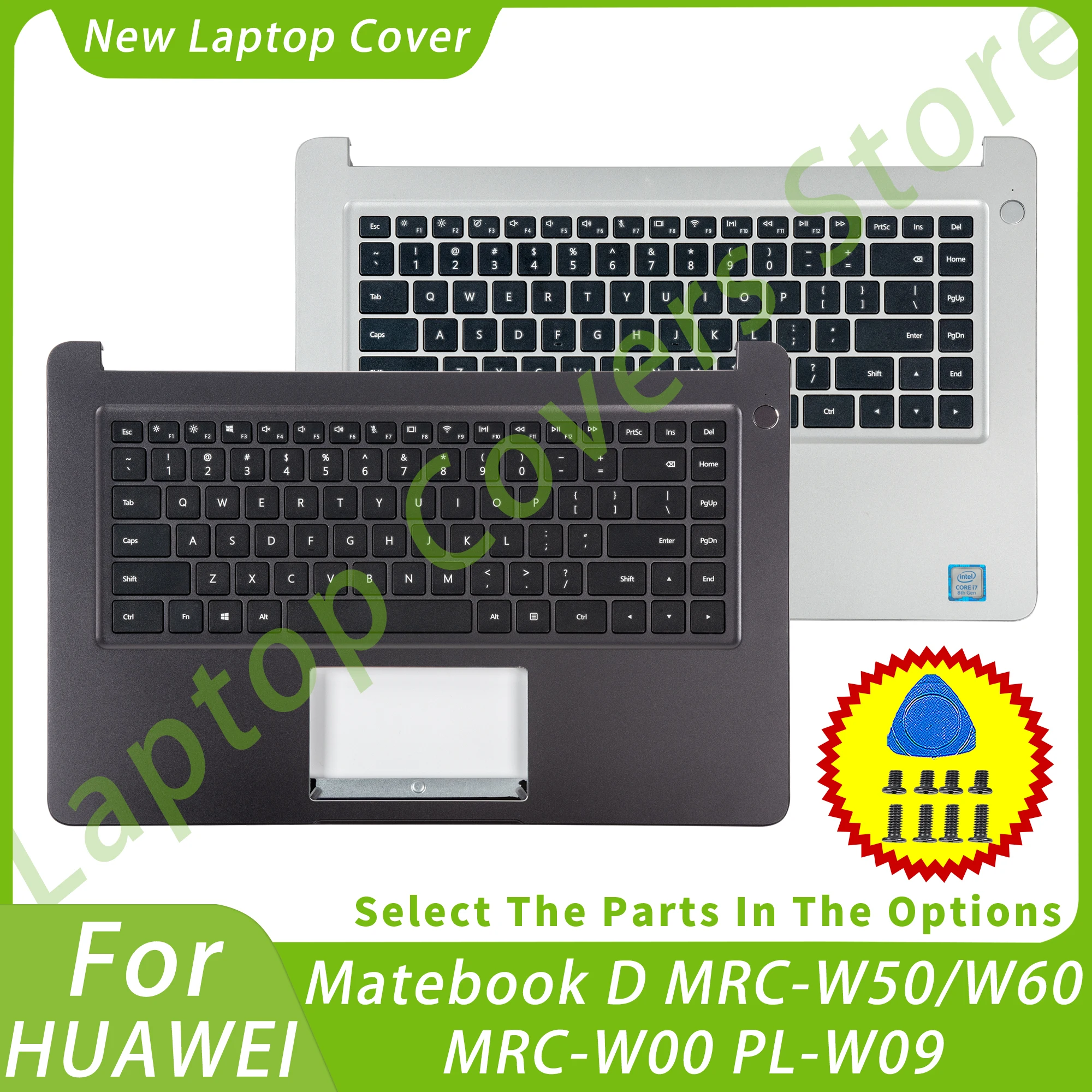 

Keyboard For HUAWEI Matebook D MRC PL Series MRC-W50 MRC-W60 W10 W20 W00 PL-W09 Laptop Housing Case Replacement Silver grey