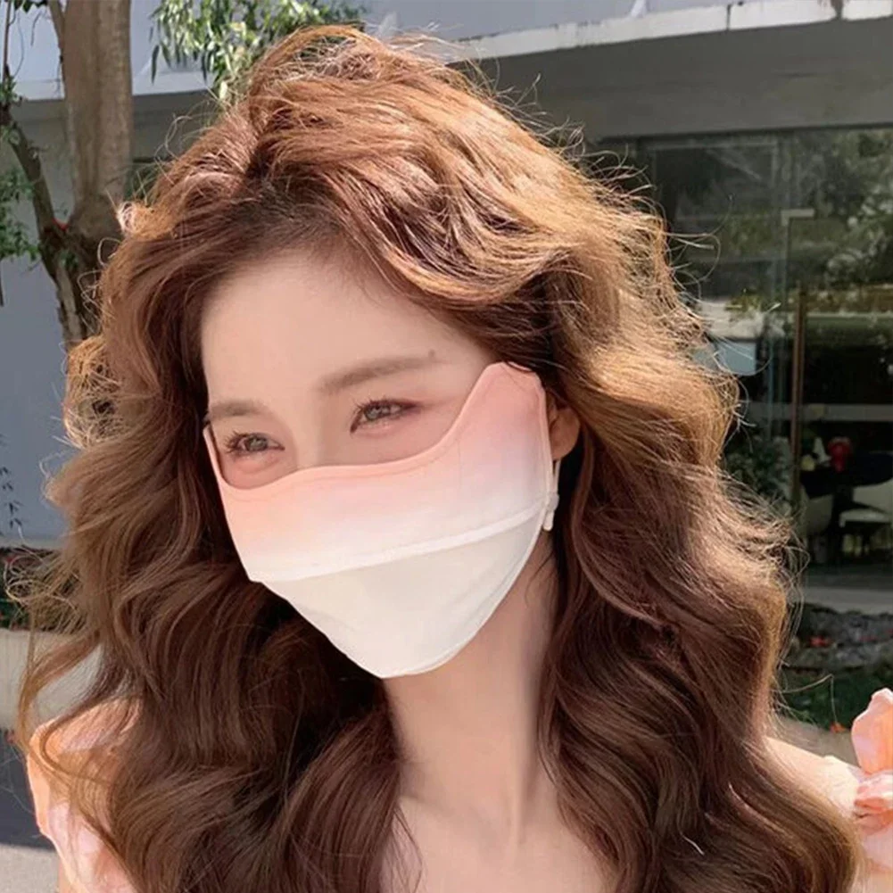 Summer Anti-UV Quick-drying Face Cover Ice Silk Sunscreen Mask Women Scarf Breathable Lady Face Protection Hanging Ear Headband