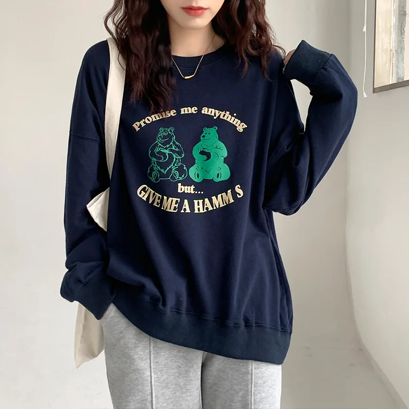 2022 Spring Autumn Sweatshirt Women New Fashion O-neck Thin Sweatshirt K-pop Long Sleeve Pullovers Loose Clothes