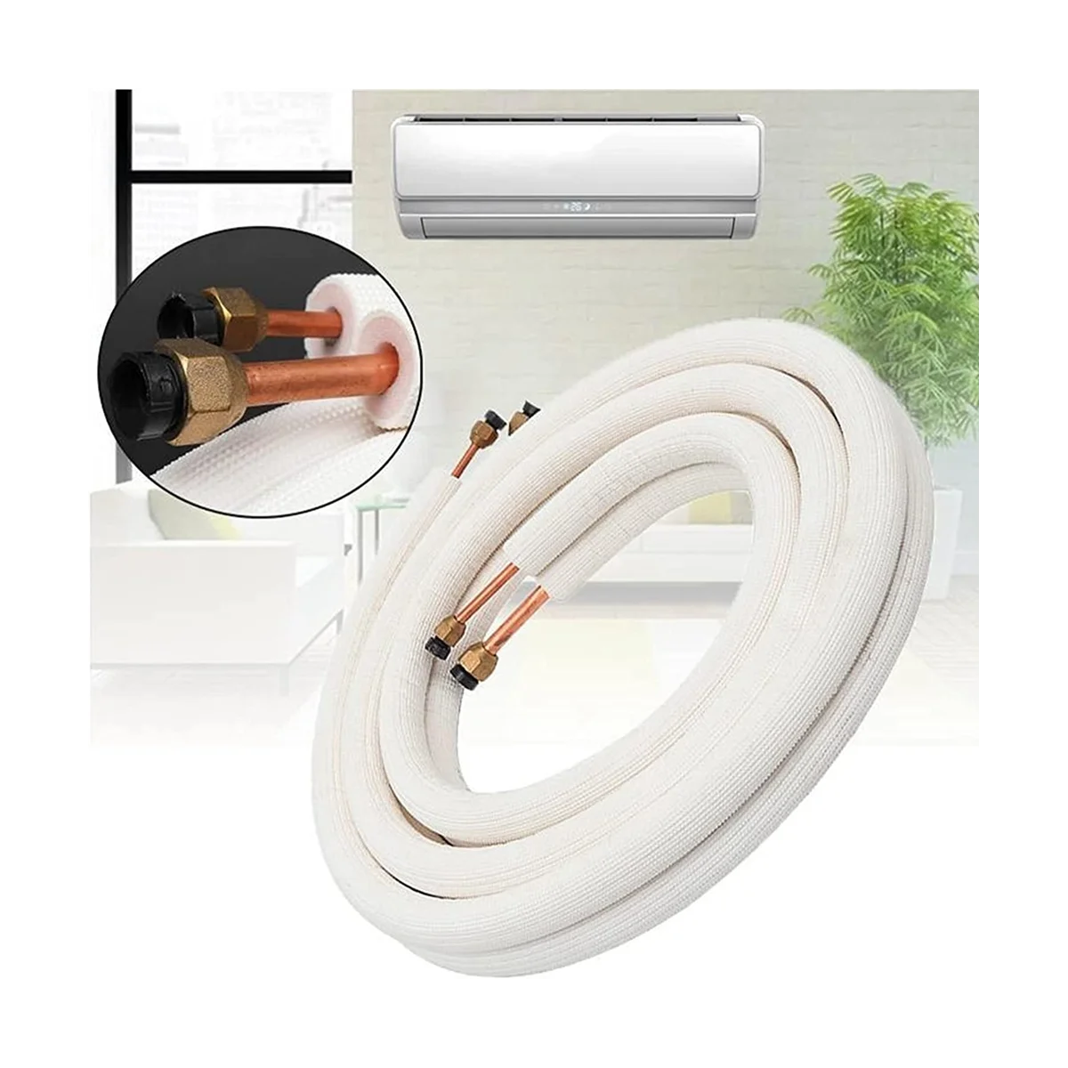 3Meter Air Conditioner Pair Coil Tube 1/4In 3/8In Insulated Copper Line Wire Set Air Conditioner Parts Refrigerant Tube