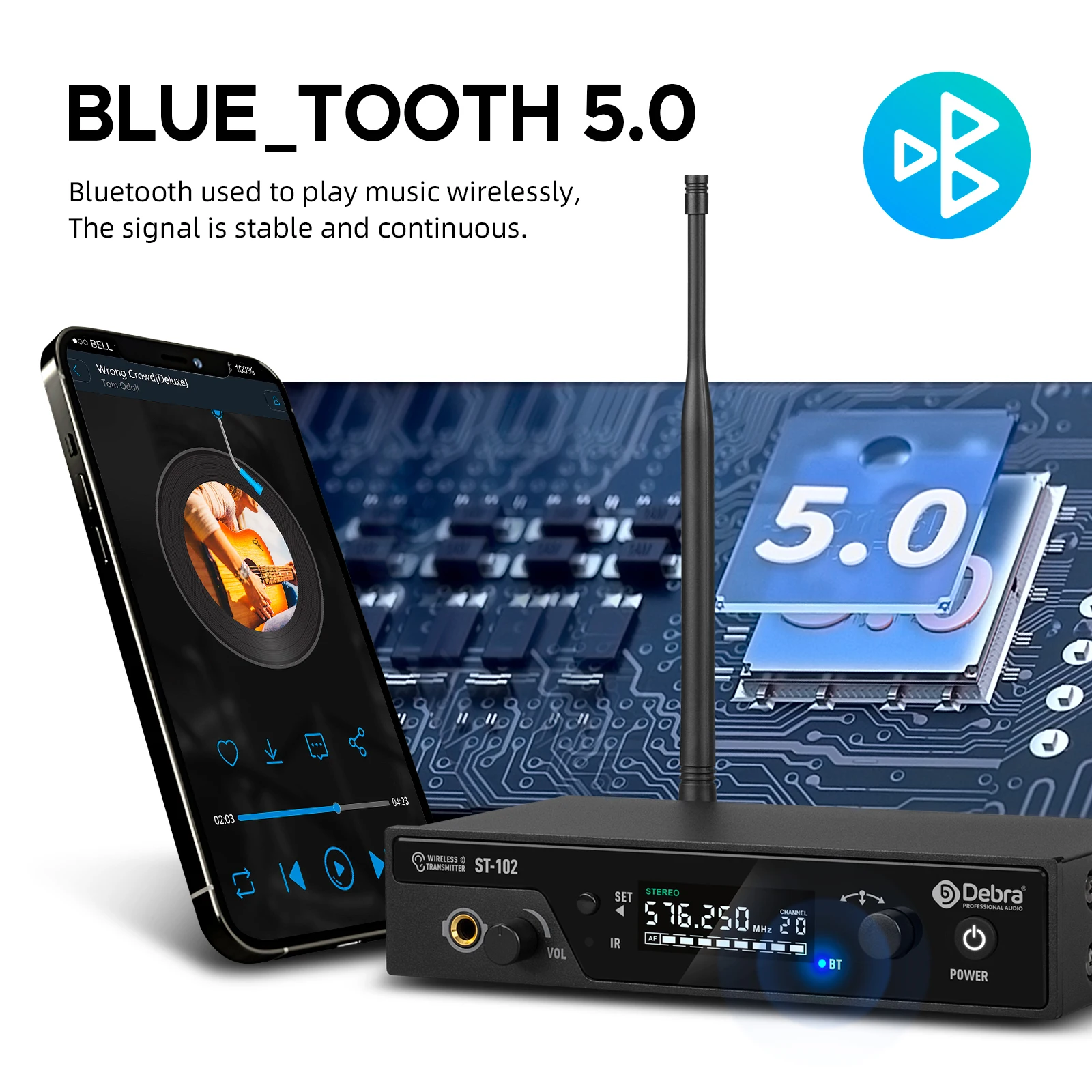 Debra ST-102 Stereo In-Ear Wireless Monitoring System Professional 530~580MHz Fr