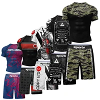 Popular Beach Surf Wear Short Sets For jiu jitsu Bjj No Gi Rashguard+Grappling Shorts Cool Westling stretchy Running Gym Clothes 1