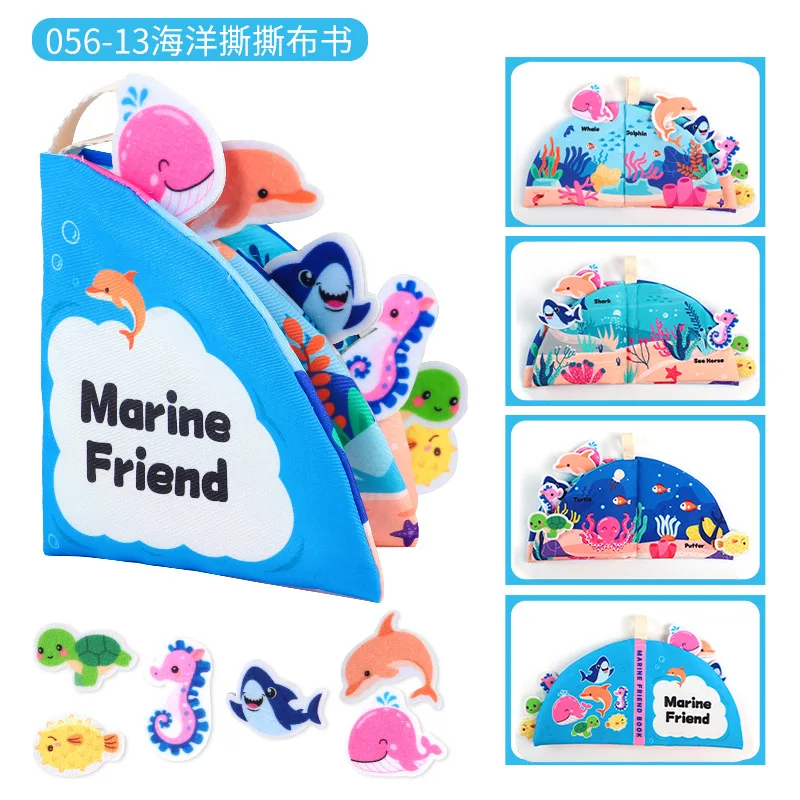 Montessori Cloth Book Animal Soft Baby Books 0 12 Months Touch and Feel Crinkle Quiet Book Interactive Stroller Toy Shower Gifts 6