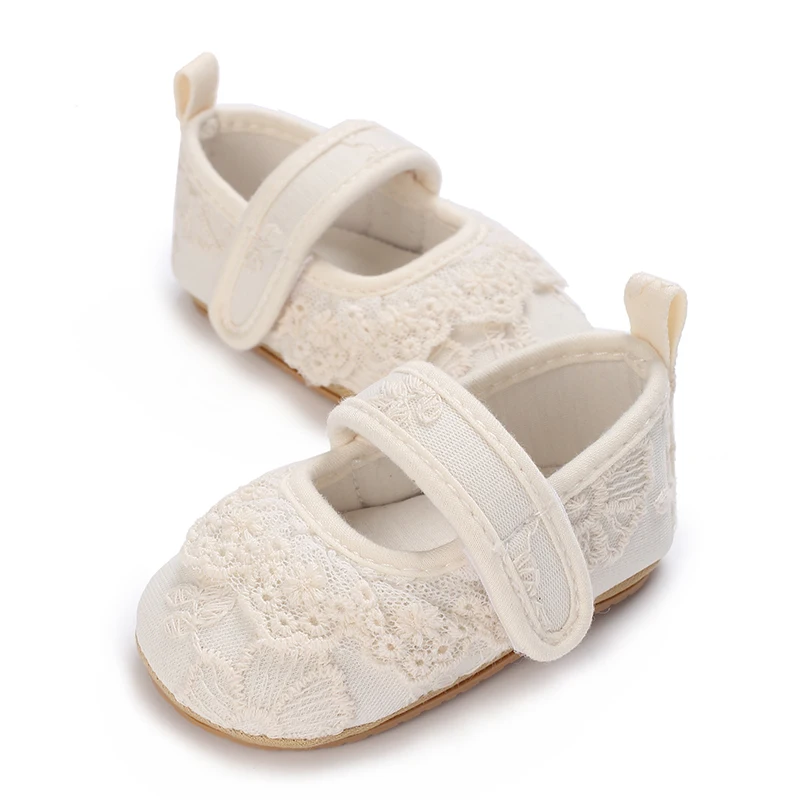 Apricot Colored Cute White Lace Baby Girl Princess Shoes Baby Shoes Butterfly Bow Tassel Rubber Sole Anti Slip Shoes Baby Shoes 5