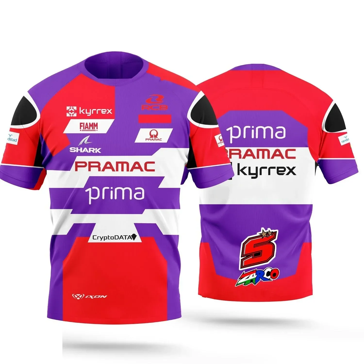 모토 레이스 남성용 트랙 레드 스타일 티셔츠, Pramac 팀 드라이버 No. 89 Martin 선풍기 반팔, 2024 여름 신상