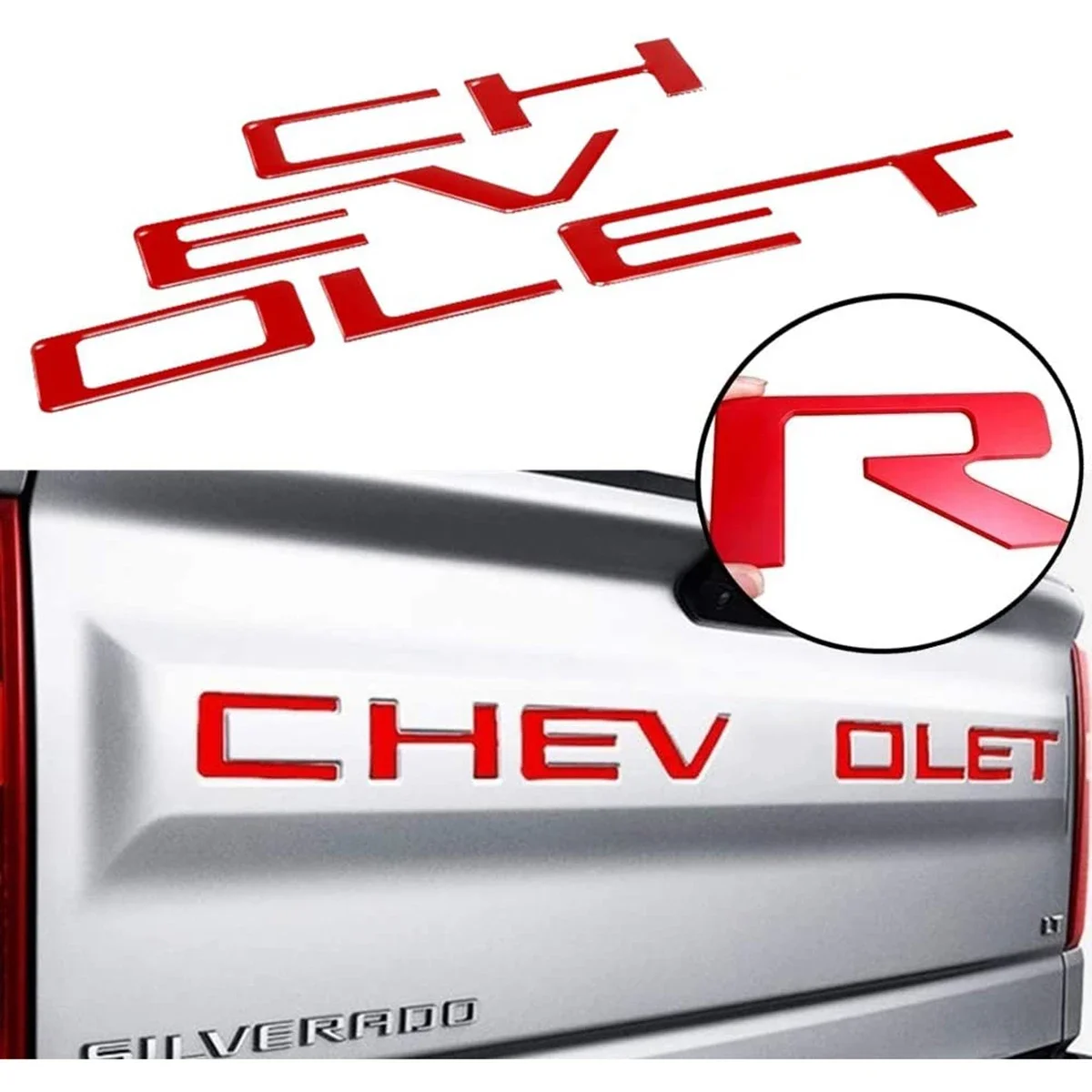 

3D Raised Abs Logo for Chevrolet Silverado 2019 2020 2021 2022 2023 Car Rear Tailgate Inserts Letters Emblem Decal Sticker Badge