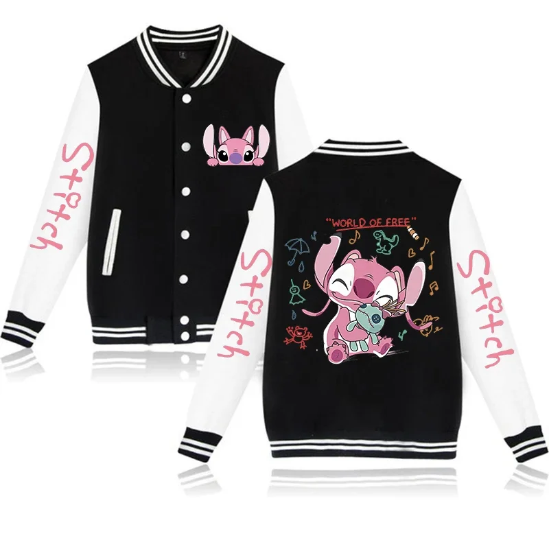 Disney Lilo & Stitch Jacket Hoodies Women Funny Mange Baseball Jacket Sweatshirt Gothic Graphic Y2k Streetwear Clothes Female 2