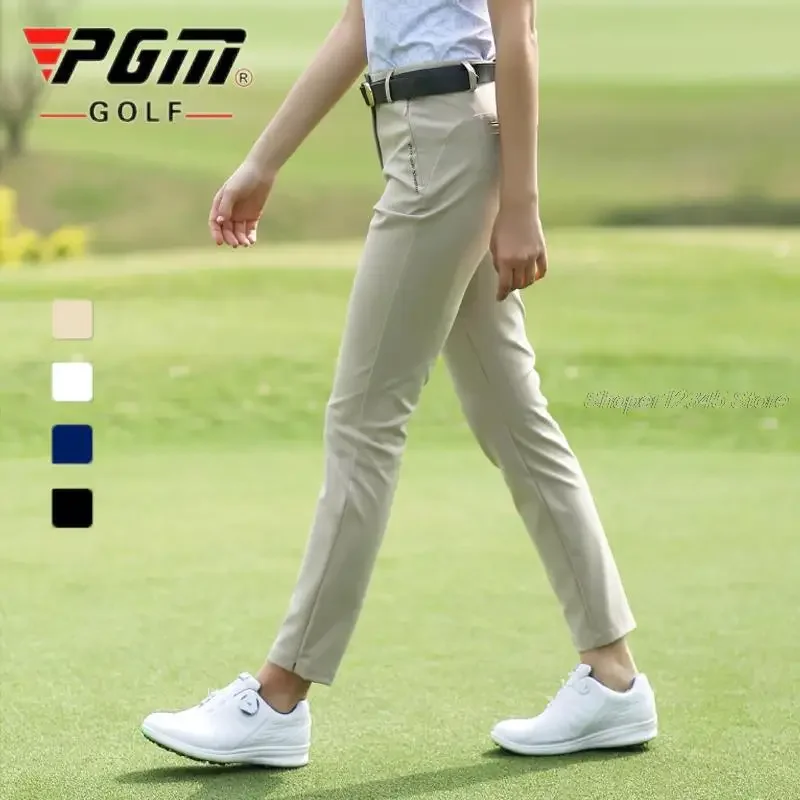 Pgm Women's Casual Golf Trousers Slim Fit Golf Pants Ladies High Waist Pants Summer Quick Dry Breathable Sports XS-XL