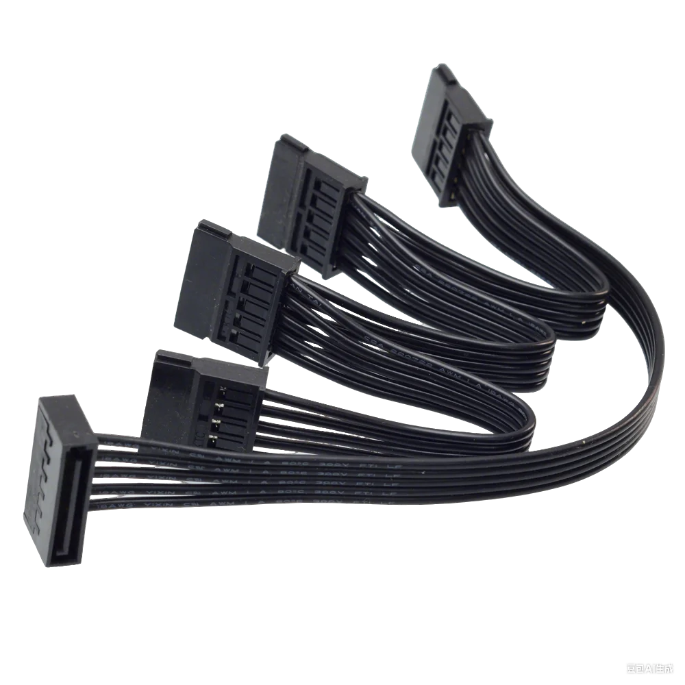 1 to 4 ways 15Pin Sata Power Supply Male to Female Extension Cable Splitter For HDD SSD bay PC Server  SATA Port Multiplier — view 2