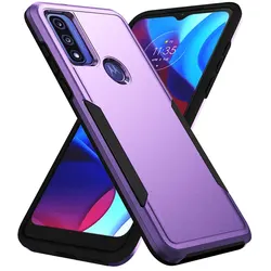Shockproof Hybrid Dual Layer Hard Phone Case with Screen Protector for PC TPU (Purple black)