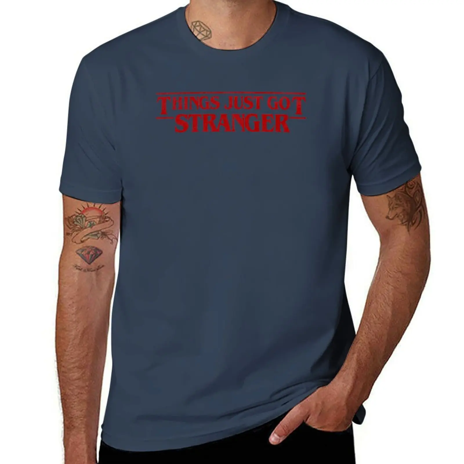 thumbnail image 1 of Things Just Got Stranger T-Shirt customs design your own oversizeds men workout shirt, 1 of 5