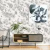 Grey Floral Birds Wallpaper Peel And Stick Leaves Contact Paper Removable Self Adhesive Wallpaper For Cabinets Walls Decorative 2