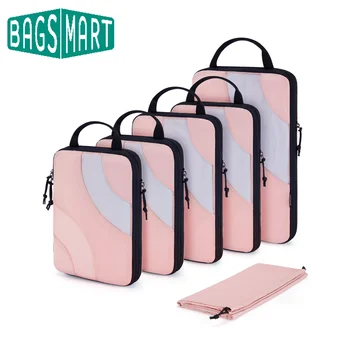BAGSMART 6 pezzi Set di cubi da imballaggio Set Organizer da viaggio borse portaoggetti valigie valigie bagagli portatili vestiti scarpe Tidy Pouch Foldin