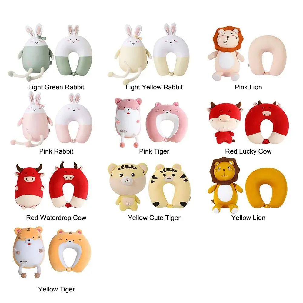 Cute Multifunctional Changable Cartoon Cervical Fluffy Pillows U Shaped Travel Pillow Penguin Whale Protection Neck 3