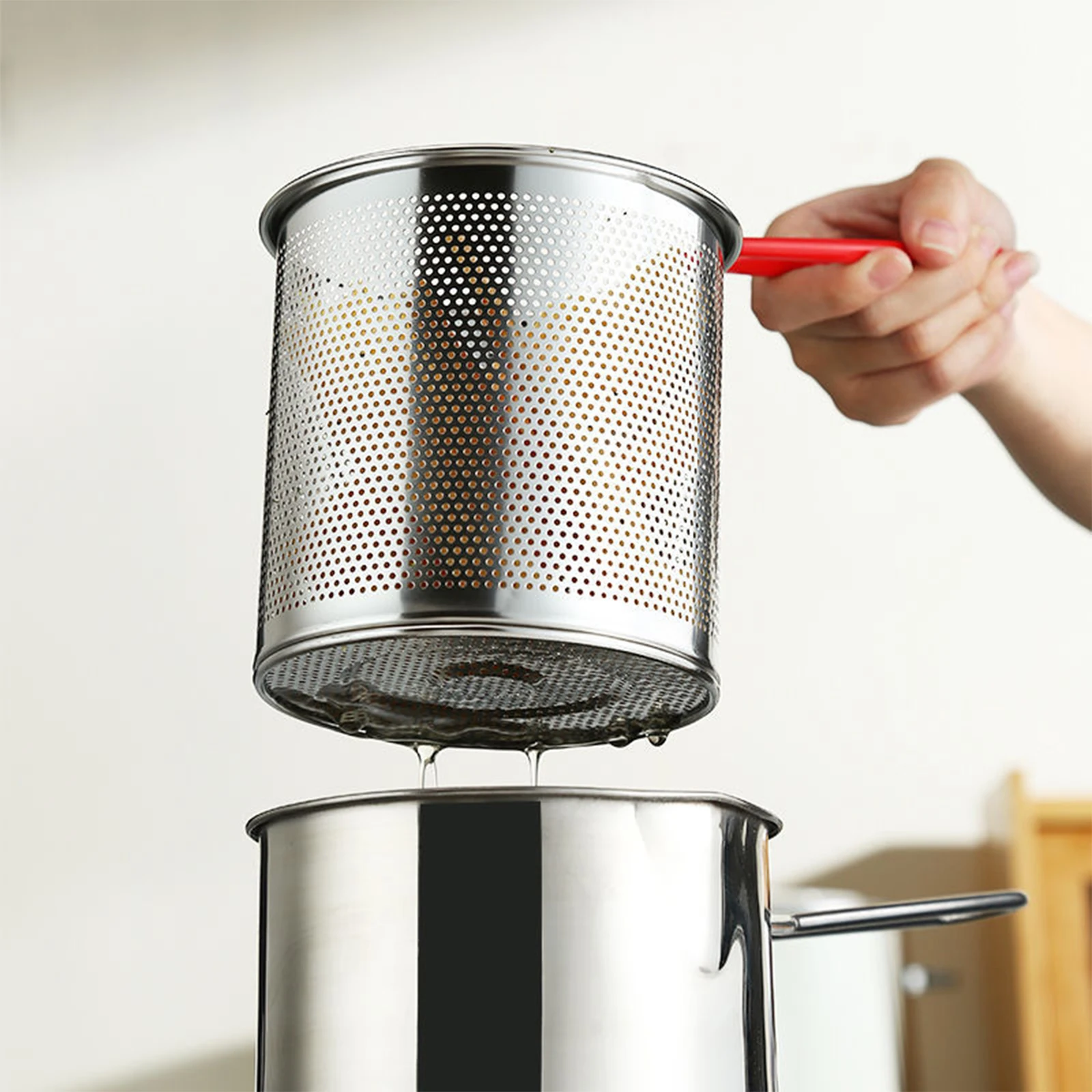 Portable Deep Frying Pot Deep Frying Tempura French Fries Fryer With Strainer Basket Small Pot for Kitchen Party Cooking