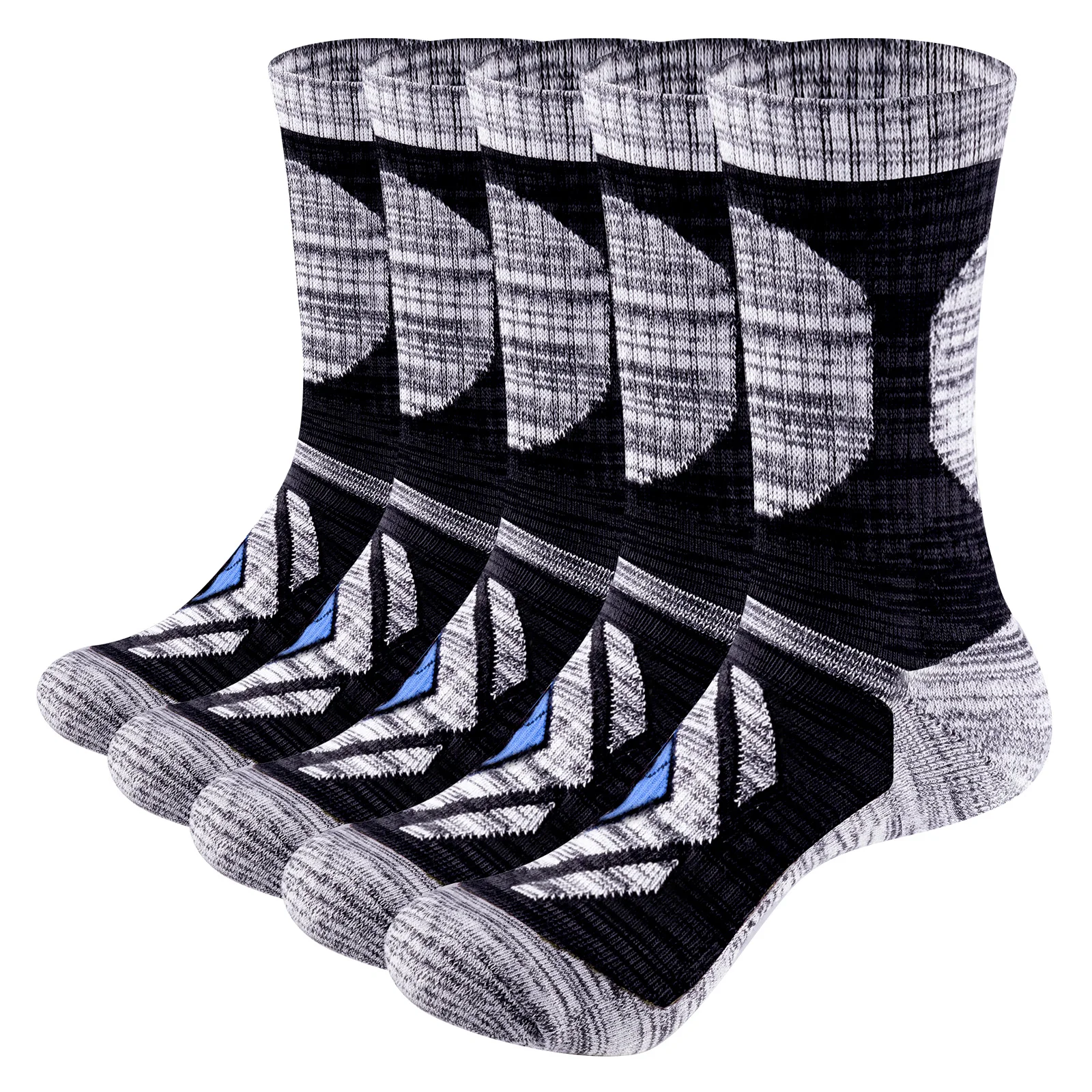 Mens socks YUEDGE Men's Moisture Wick Breathable Cushion Crew Work Socks Thick Cotton Outdoor Sports Socks For Men Size 37-46 EU