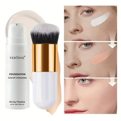 Enhanced Color - Adapting Liquid Foundation Set with Brush - Full Coverage, Matte Flawless Finish, Moisturizing, Oil - Control Formula (2pcs)