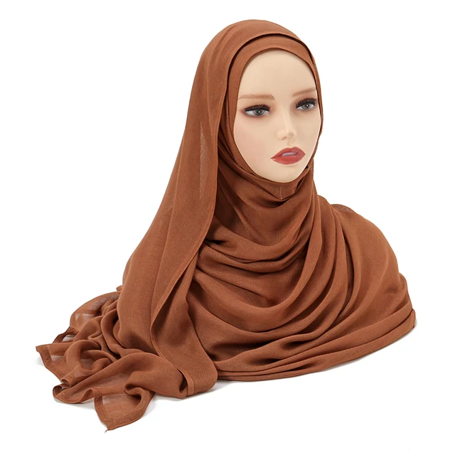 Châles en coton rayonne pour femmes musulmanes, Hijab Modal, écharpe unie, grande taille, Turban islamique, bandeau 190x85cm
