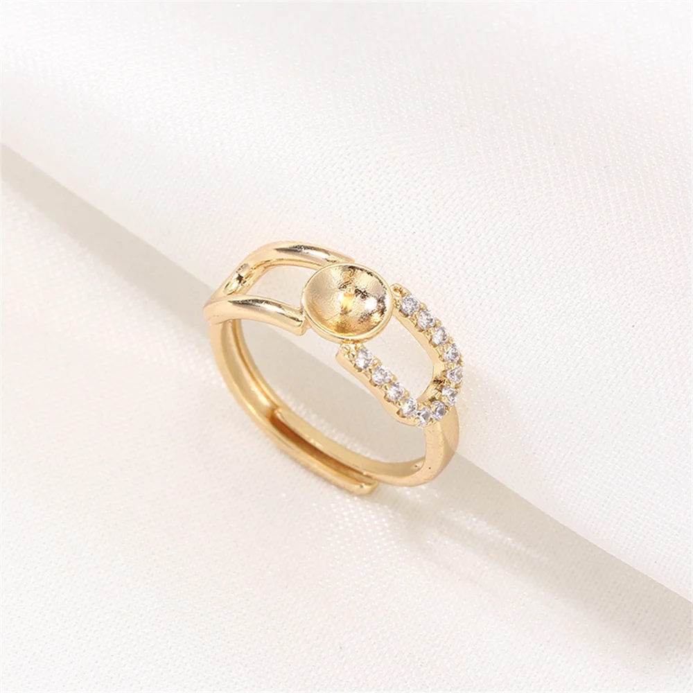 

14k gold plating color preservation simple O-shaped pearl ring opening adjustable DIY accessories