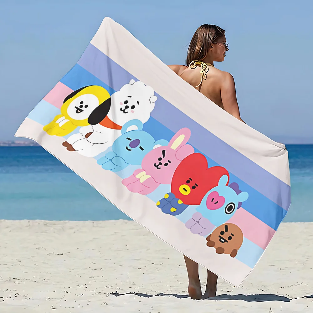Beach Towel Microfiber Sand Free Quick Dry Soft Sandproof Pool Towels Gift for Cartoon B-B-BT21 Women Travel Shower 3