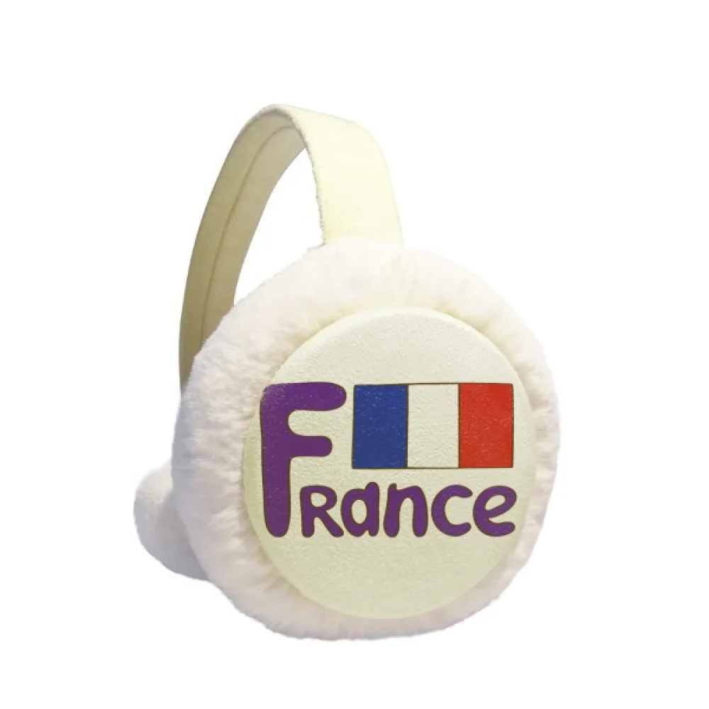 France National Flag Blue Pattern Winter Ear Warmer Cable Knit Furry