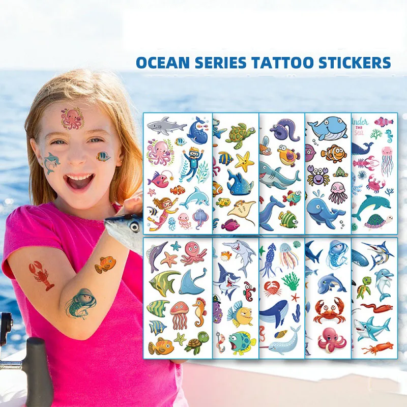 

New Children's Temporary Tattoos Animal Butterfly Flash Waterproof Tattoo for Kids Body Art Arm Fake Glitter Tattoos for Girls