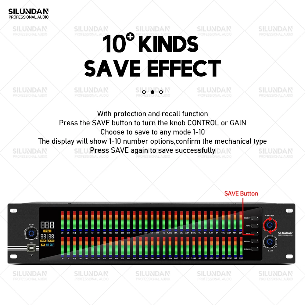 Professional DJ System New Graphic Equalizer 2U Dual 31 Bands Audio Digital Effect DSP Processor Stage Home Karaoke With Squelch