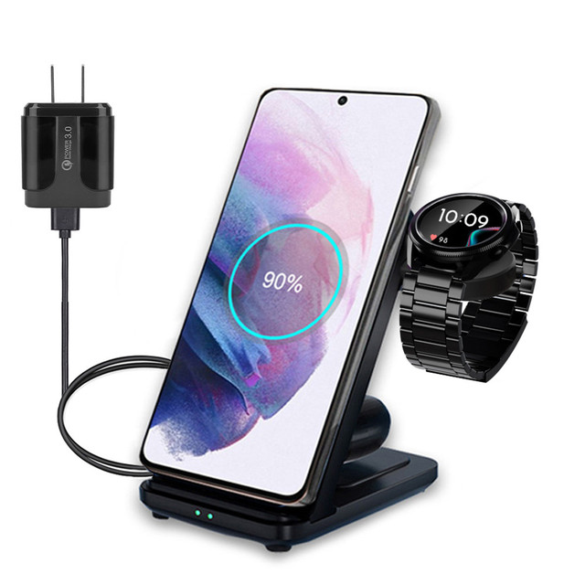3 in 1 Wireless Charger Stand For Samsung Galaxy Watch 3/4 Active 2/1 S22 Ultra S21 20 Wireless Chargers For Samsung Watch 4