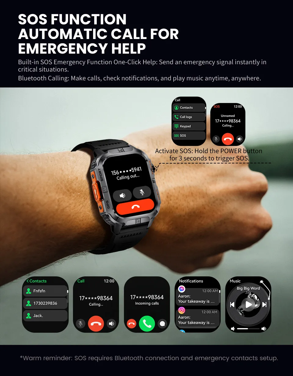 Professionelle Outdoor Gps Smartwatch Mit Kompass Und Bluetooth_voghion.com