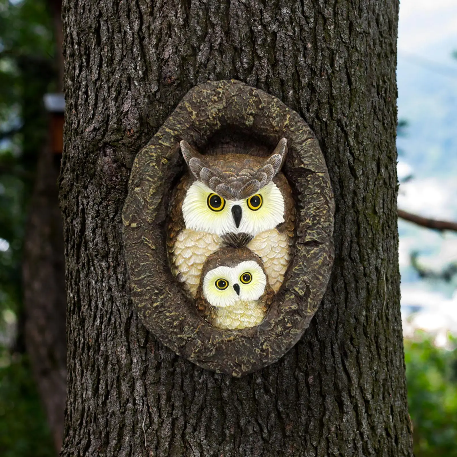 

Resin Owl Sculpture Tree Decoration Waterproof for Trees Wall Easily Install