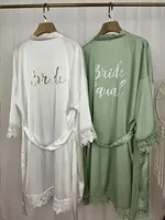 AlterEgo A164 Bride Squad Robes Satin Silk Bride Dressing Gown Maid of Honor Kimono Wedding Party Bridesmaid Gift Honeymoon Robe - Image 4
