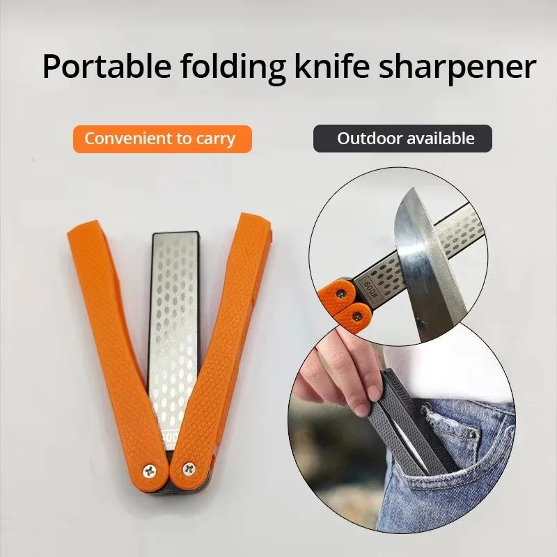 Portable Double Side Grindstone Professional Kitchen Sharpener Outdoor For Pocket Folding Knife Sharpening Stone Non-slip Handle