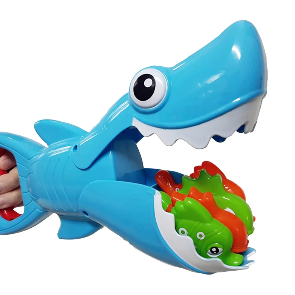 

0-3Y Funny Shark Grabber Bath Toy for Boys Girls Catch Game with 4 Fishes Bathtub Interactive Bathing Puzzle Fishing Water Toy