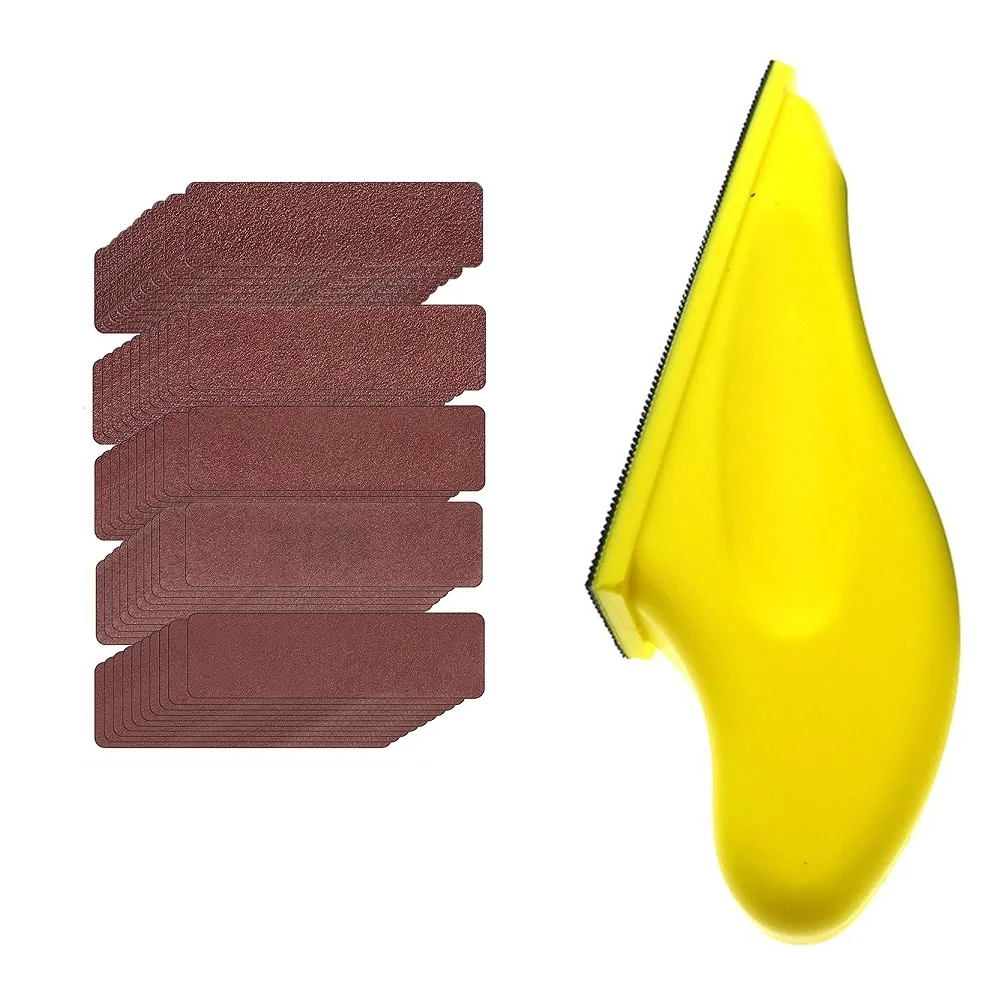 

51Pcs Sandpaper Hand Grinding Block 3.5*1inch Detail Finishing Sander Refills 60-240Grit Wood Furniture Plastic Polishing Tool