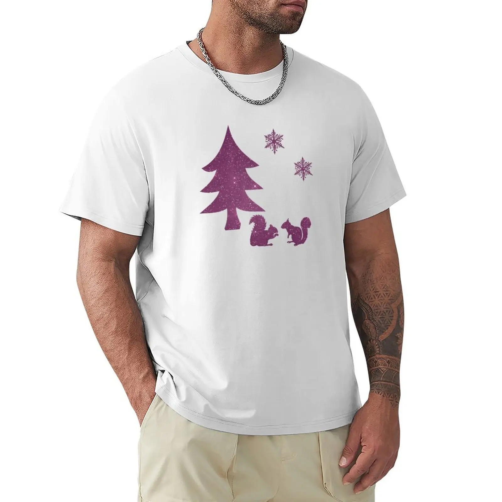 

Squirrels Winter Silhouette T-Shirt oversized summer clothes men workout shirt